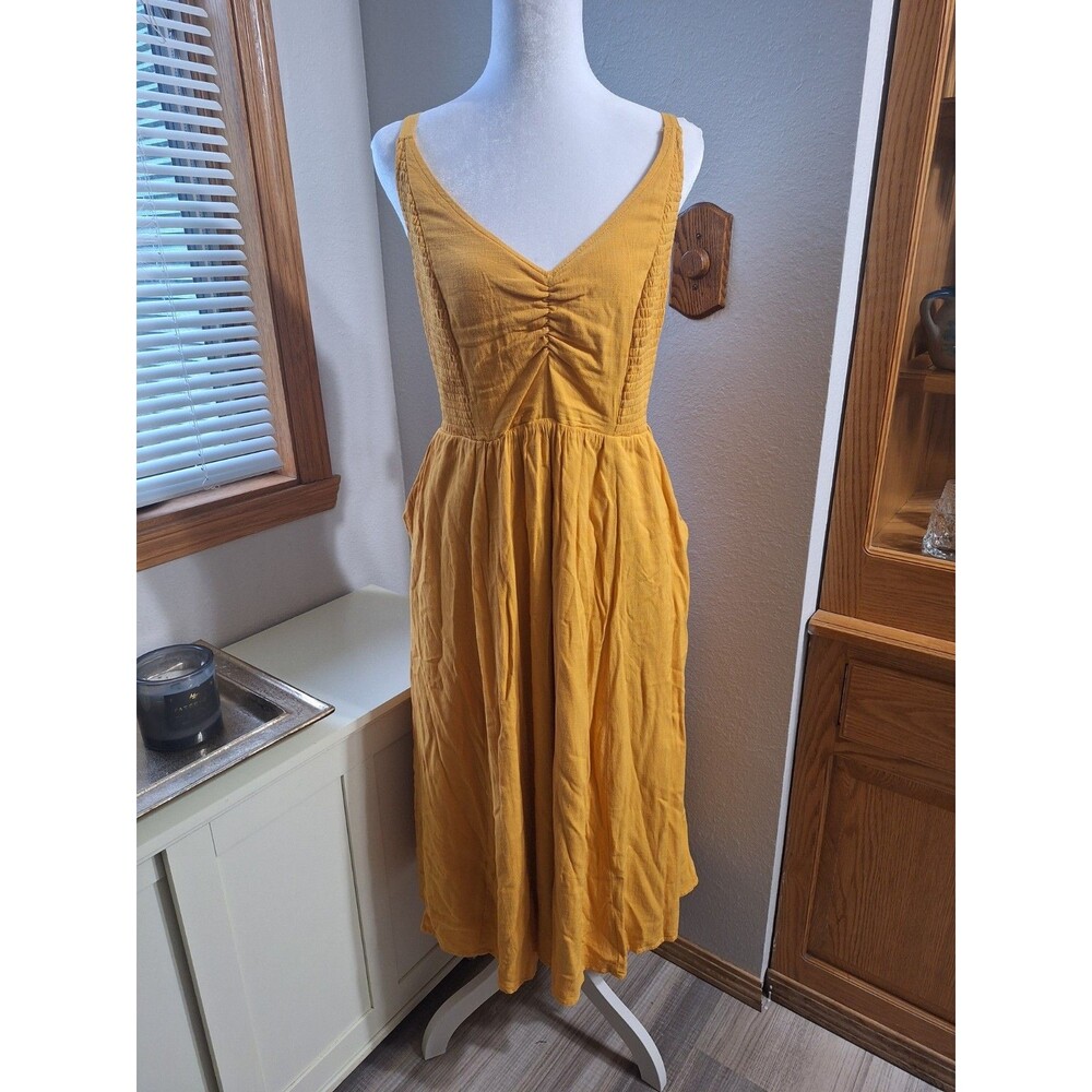 Torrid Midi Smocked Bodice Dress - yellow mustard - Size 0